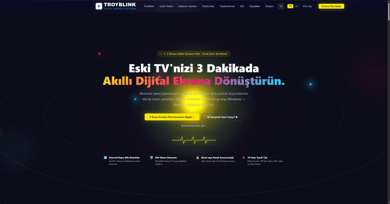 TroyBlink Dijital Ekran Platformu